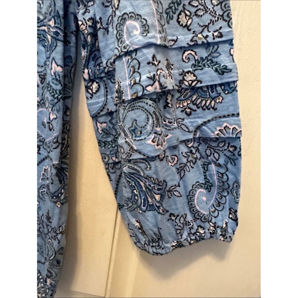 J. Jill Light Blue Paisley Print Women’s Top Elastic Slight Puff 3/4 Sleeve Med - Picture 4 of 7